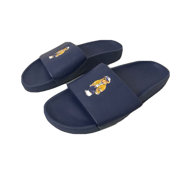 Polo Ralph Lauren Cayson Bear Pool Slide Men\'s Size 11 / 11.5 Navy Blue Sandals main image 11